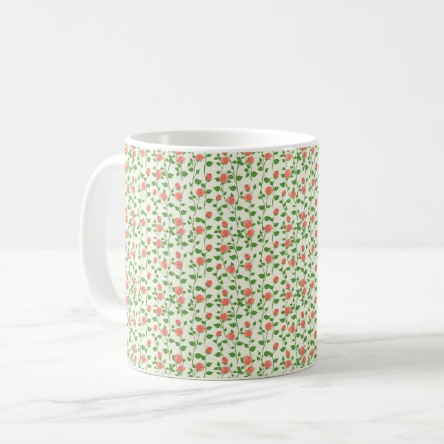 Elegant Söt Sofistikerad Chic Romantisk Blommig Kaffemugg (Framsida vänster)