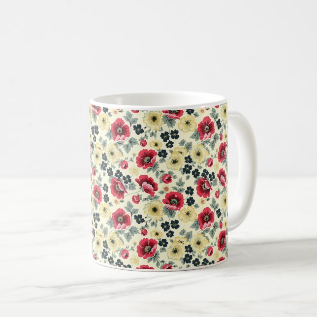 Elegant Söt Sofistikerad Chic Romantisk Blommig Kaffemugg (Framsida höger)