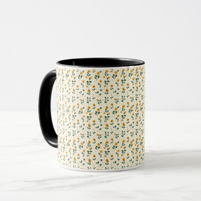 Elegant Söt Sofistikerad Chic Romantisk Blommig Mugg (Framsida vänster)