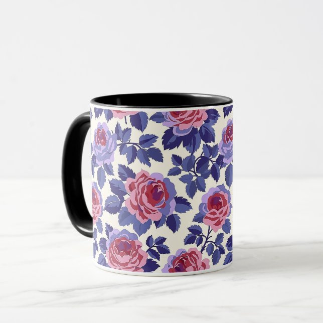 Elegant Söt Sofistikerad Chic Romantisk Blommig Mugg (Framsida vänster)