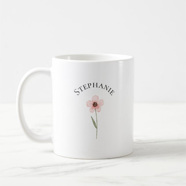 Elegant Söt Sofistikerad Namngiven Romantisk Blomm Kaffemugg (Vänster)