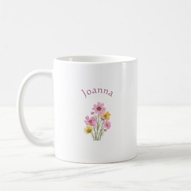 Elegant Söt Sofistikerad Namngiven Romantisk Blomm Kaffemugg (Vänster)