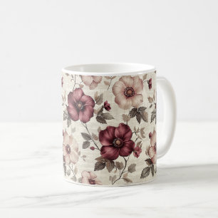 Elegant Söt Sofistikerad Rustik Romantisk Blommig Kaffemugg