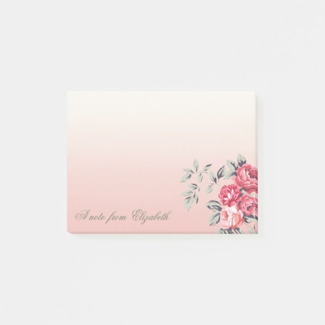 Elegant Söt Stilig Feminint , Blommor Post-it Block (Framsida)