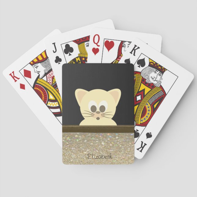 Elegant söt svart katt casinokort (Baksidan)
