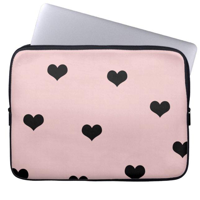 Elegant söt svart och  rosa mönster laptop fodral (Framsidan)