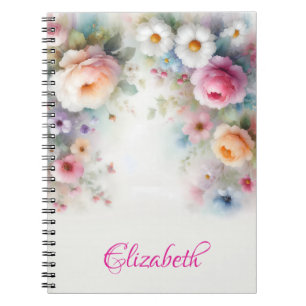 Elegant Söt Vattenfärg Aquarell Blommig Målning Anteckningsbok