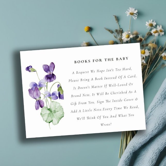 Elegant Söt Violet Blommigt Bokar for Baby Shower Tilläggskort (Skapare uppladdad)