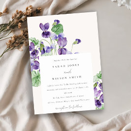 Elegant Söt Watercolor Violet Blommigt Bröllop Inbjudningar