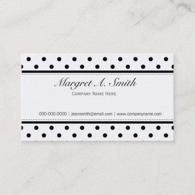 Elegant-, söta, klassiska B&W-polka dots Visitkort (Framsida)