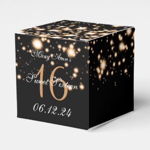 Elegant sötsak 16 födelsedag midnatt Glam guld Presentaskar