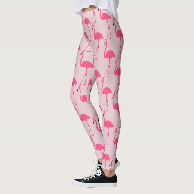 Elegant, sött rosa flamingo-mönster leggings (Vänster)