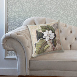 Elegant Southern Belle Magnolia Blommar Kudde