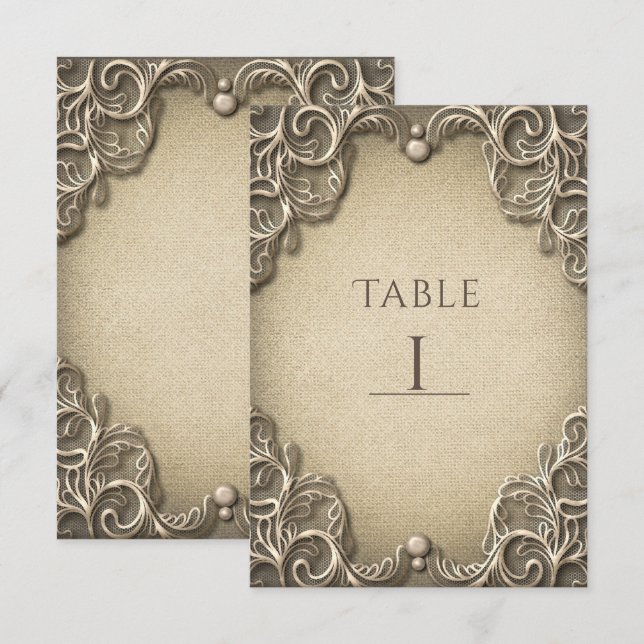 Elegant Southern Charm Rustic Burlap Bordsnummer (Fram/baksida)