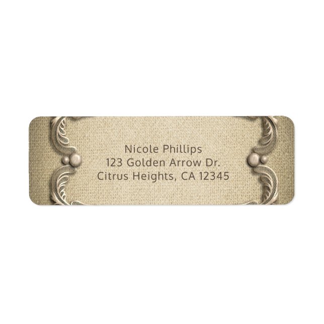 Elegant Southern Charm Rustic Burlap Snöre Bröllop Returadress Etikett (Framsidan)