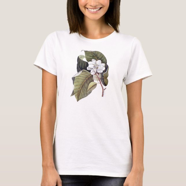 Elegant Southern White Magnolia Flower Tee Shirt (Framsida)