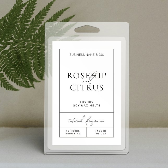 Elegant Soy Vax Candle Modern Rectangle-etikett Mat Etikett (Elegant vertical product labels in apothecary style, perfect for clamshells, boxes, pouches or jars)