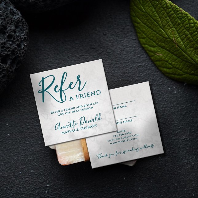 Elegant spa and wellness referral white marble  fyrkantigt visitkort (Skapare uppladdad)