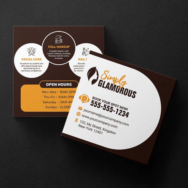 Elegant Spa Beauty Salon Makeup Nagel & Facials Fyrkantigt Visitkort (Skapare uppladdad)