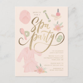 Elegant spa-festinvitation med falskt guld vykort