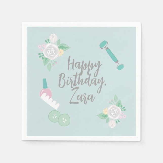 Elegant Spa Party Blue anpassad design Pappersservett (Framsidan)