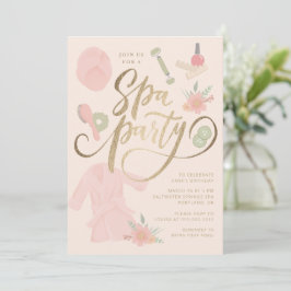 Elegant Spa Party-inbjudan w/faux guld Inbjudningar