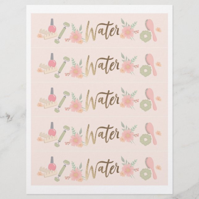 Elegant Spa Party vattenflaska-etiketter Reklamblad (Framsidan)