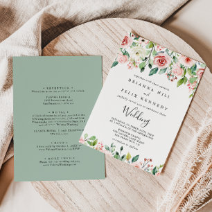 Elegant späd syrlig höstblomma fram- och baksida b inbjudningar