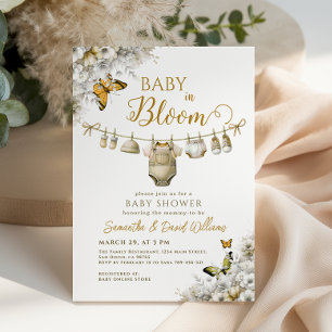 Elegant spädbarn i blommande blommiga kläder Baby Inbjudningar