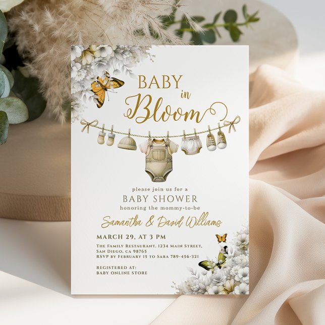 Elegant spädbarn i blommande blommiga kläder Baby  Inbjudningar (Skapare uppladdad)