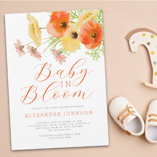 Elegant spädbarn i blommande orange-gul blomsterpr inbjudningar