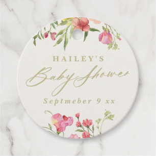 elegant spädblommig vårbröllop baby Shower blir el Gåvor Etiketter