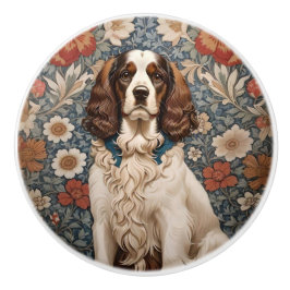 Elegant Spaniel On Floral Background Knopp