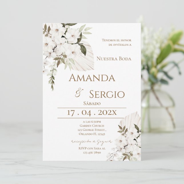 Elegant Spanish Wedding Invitation Inbjudningar (Stående Fram)