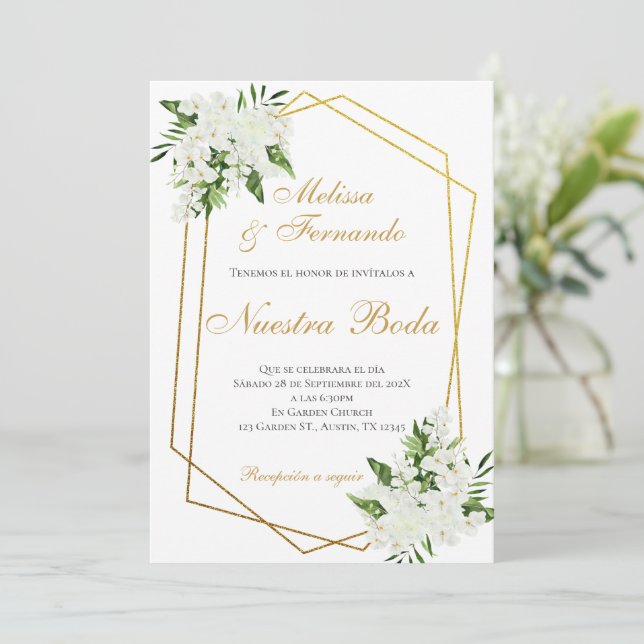 Elegant Spanish Wedding Invitation Inbjudningar (Stående Fram)