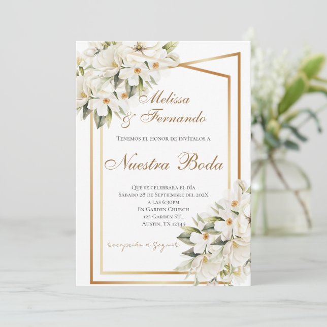 Elegant Spanish Wedding Invitation Inbjudningar (Stående Fram)