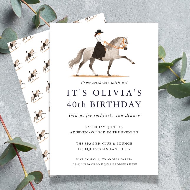 Elegant spansk ridfödelsedagsinbjudan inbjudningar (Elegant Spanish Equestrian Birthday Invitation)