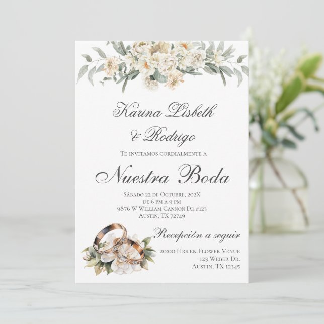 Elegant Spanska bröllopsinbjudan Inbjudningar (Stående Fram)