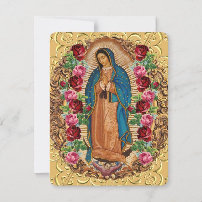 Elegant Spanska Guadalupe Funeral Prayer Card Anteckningskort (Framsida)