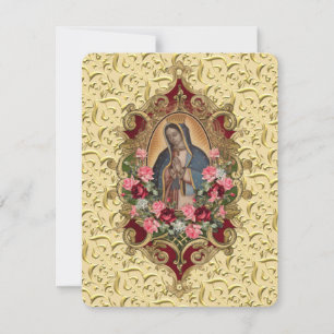 Elegant Spanska Guadalupe Funeral Prayer Card Anteckningskort