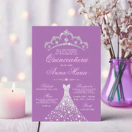 Elegant Spanska Quinceañera Mis Quince Lila Inbjudningar