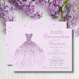 Elegant Spanska Quinceañera Mis Quince Lila Inbjudningar