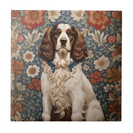 Elegant Spanska vid Blommigtens bakgrund Kakelplatta