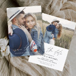 Elegant Spara Bröllop-fotot som skrivits manuellt Spara Datumet<br><div class="desc">Bröllop spara datum-kort med foto på framsidan och baksidan. Handskriven Fall,  Höst,  Sommar,  Winter Vår Save the Date-kort innehåller en modern handskriven kursiv skripttypografi som är elegant,  enkel och modern till använda efter att du minimalistiskt enkelt bröllopsdag firande.</div>