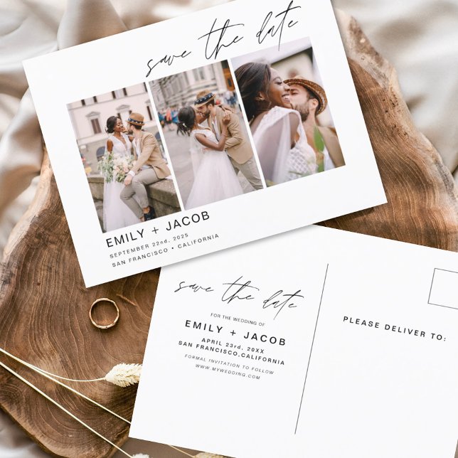 Elegant Spara datum 4 för fotominimalistisk Vykort (Skapare uppladdad)