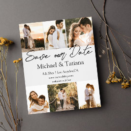 elegant spara datum 6 för fotokollage bröllop flygblad