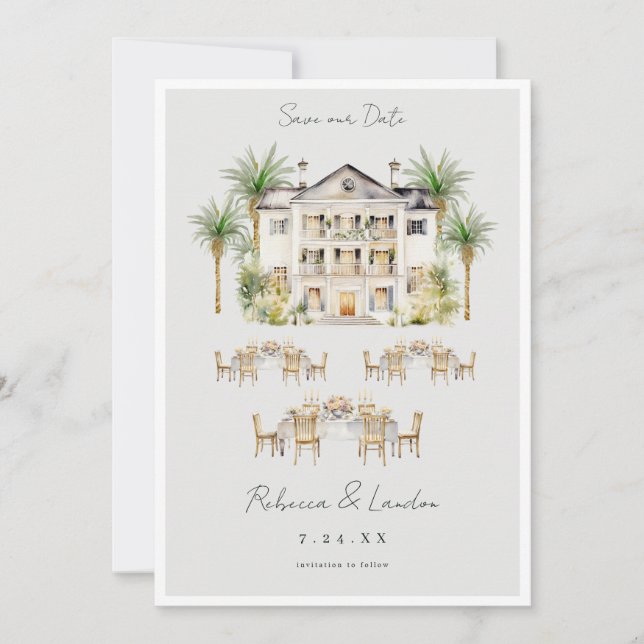 Elegant Spara Datum Bröllopsinbjudan Inbjudningar (Framsida)