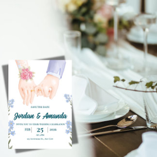 Elegant Spara datum Bröllopsinbjudan Inbjudningar