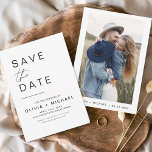 Elegant Spara datum för fotominimalistisk Spara Datumet<br><div class="desc">Bröllop Elegant Spara datumkort som har ett foto på framsidan. Spara datumkorten innehåller en modern handskriven kursiv skripttypografi som är elegant,  enkel och modern till använda efter att du har minimalistisk enkel bröllopsdag firande.</div>