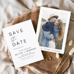 Elegant Spara datum för fotominimalistisk Spara Datumet<br><div class="desc">Bröllop Elegant Spara datumkort som har ett foto på framsidan. Spara datumkorten innehåller en modern handskriven kursiv skripttypografi som är elegant,  enkel och modern till använda efter att du har minimalistisk enkel bröllopsdag firande.</div>